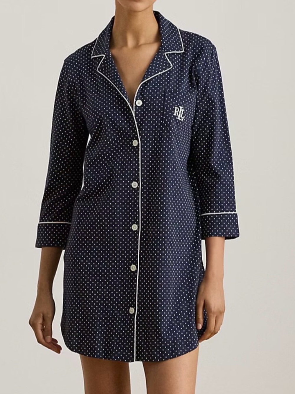 Polka-Dot Cotton Sleep Shirt